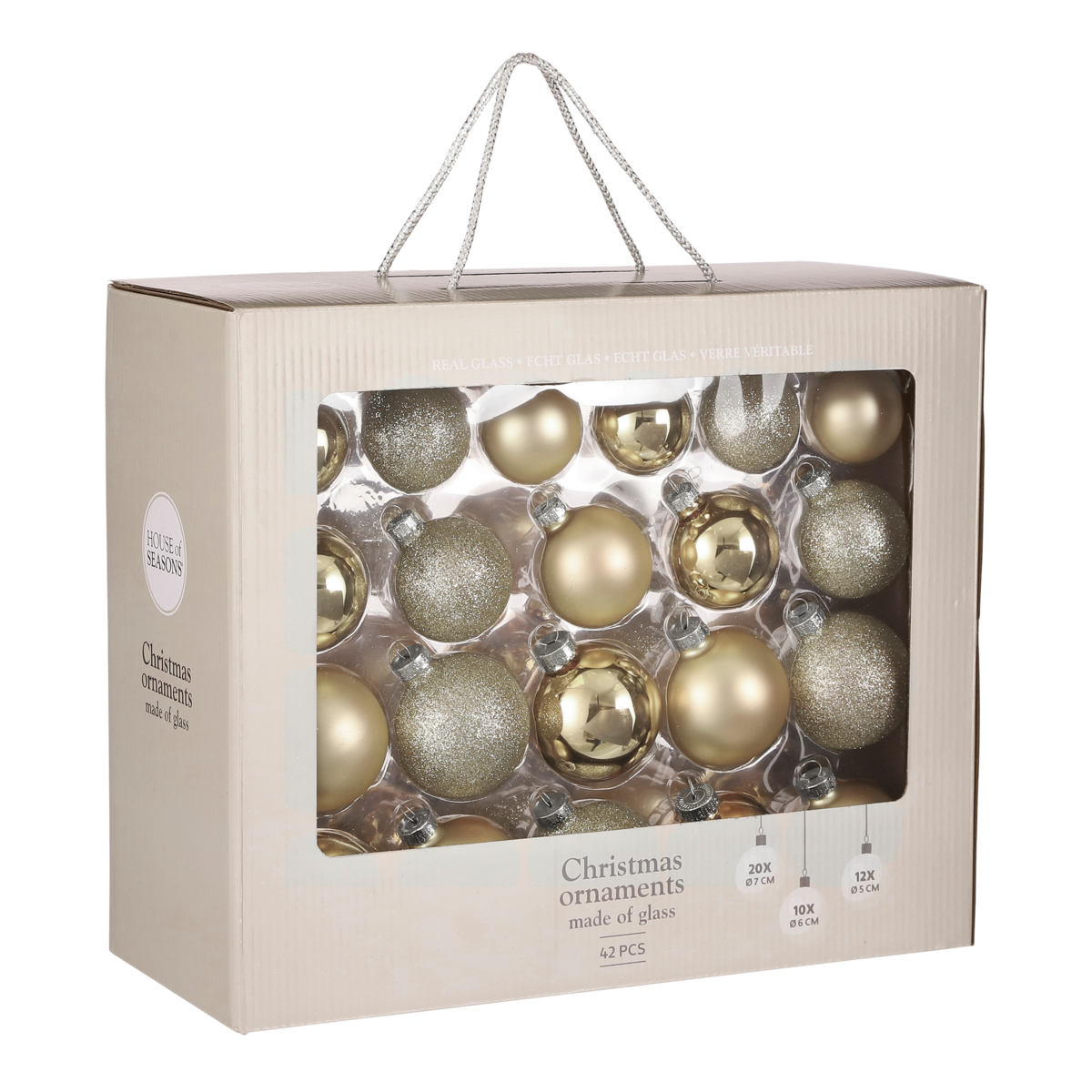 Kerstballen Set Champagne - 42 Stuks Glas Ø7cm Elegant Goud