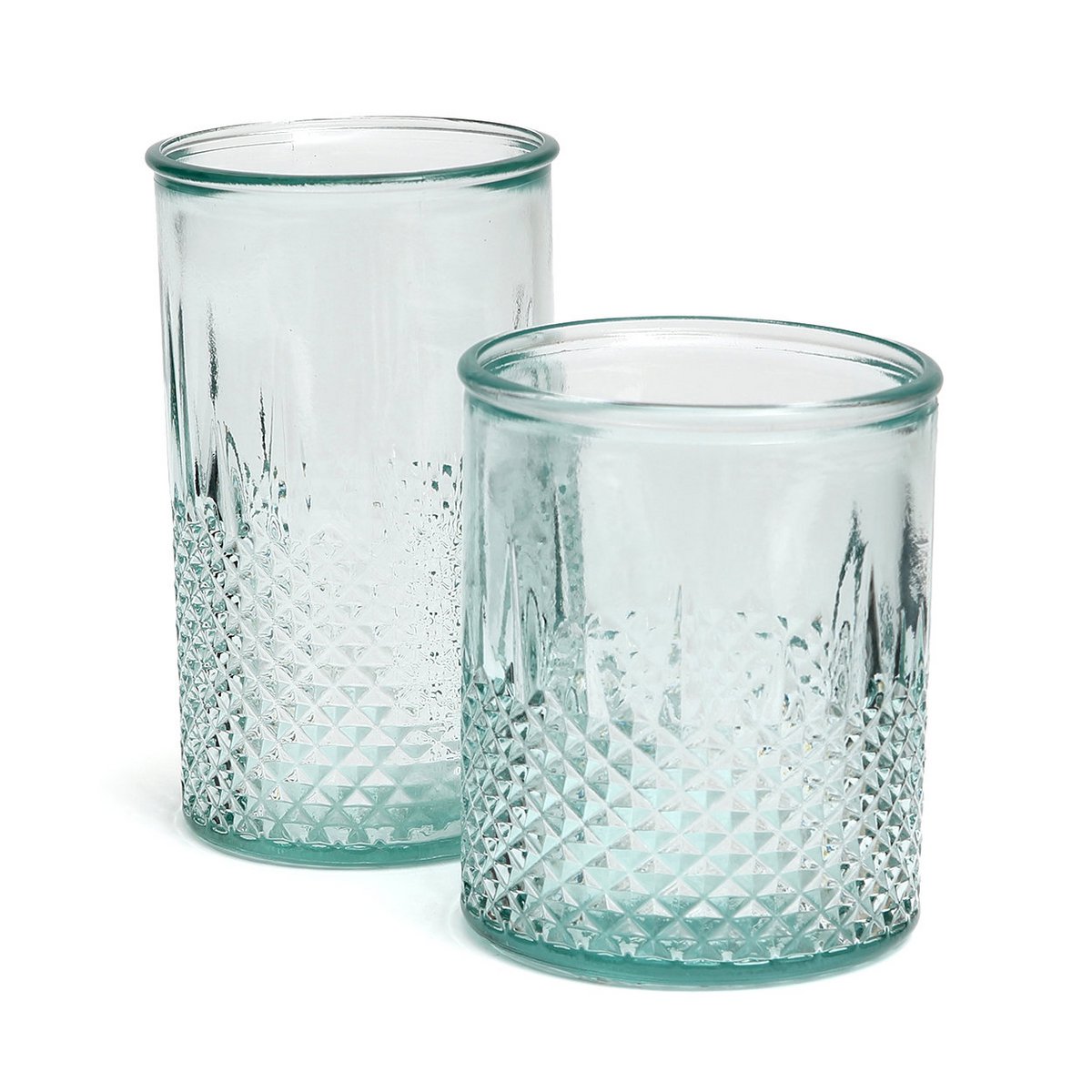 Zuanshí Glas Blauw Small - Diamant Elegantie Gerecycled