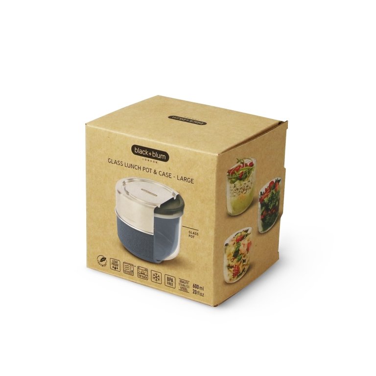 Black+Blum Glazen Lunchpot - Grijs 600ml Premium