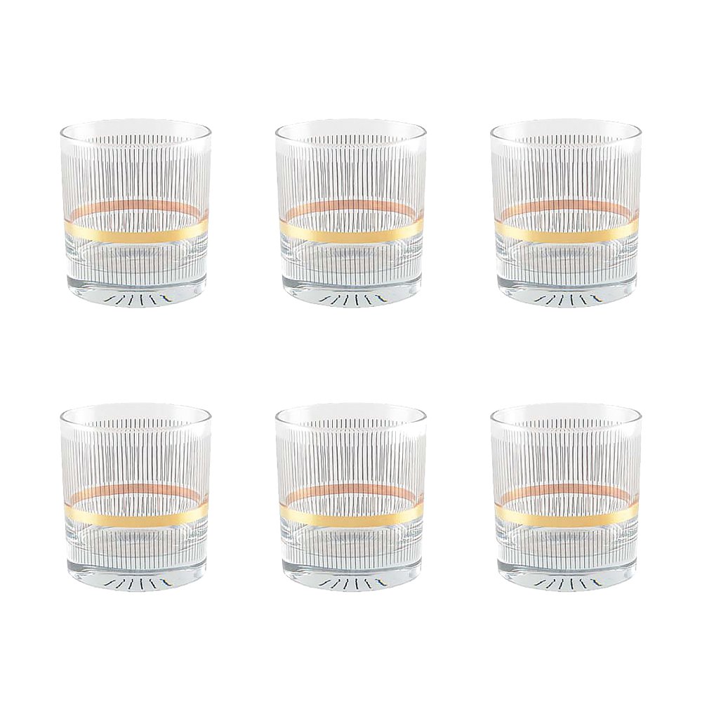Luxe Zwart-Gouden Whisky Glazen Set - 6 Stuks | Premium Design