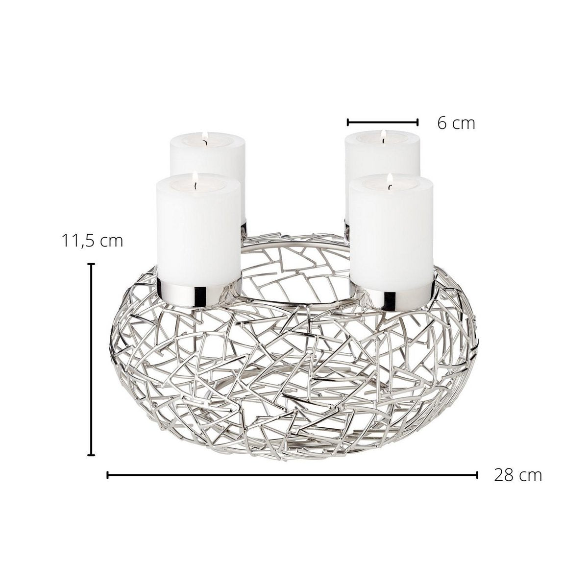 EDZARD Adventskrans Milano - Roestvrij Staal Vernikkeld Ø28 cm