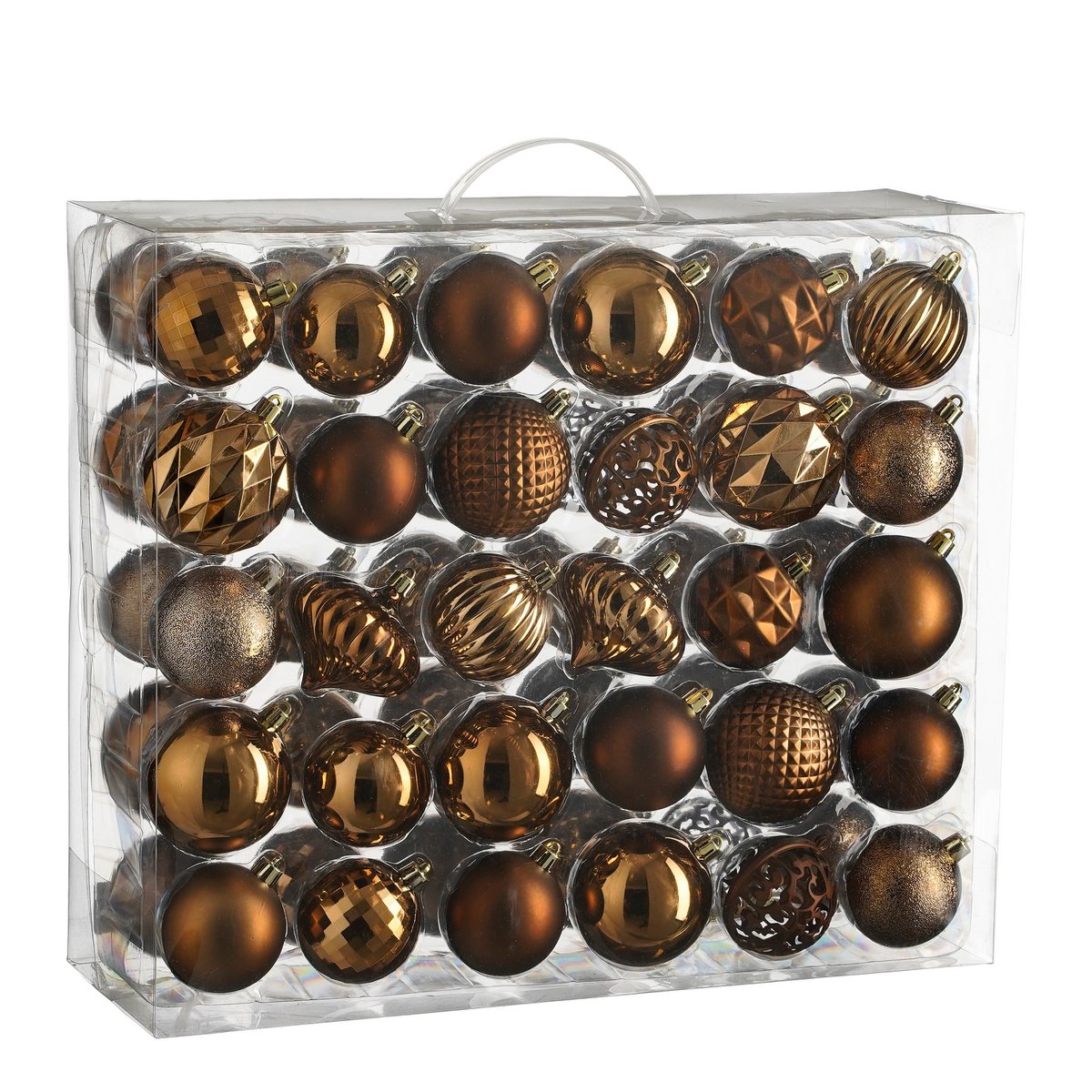 Luxe Kerstballenset Bruin - 60 Onbreekbare Kerstballen