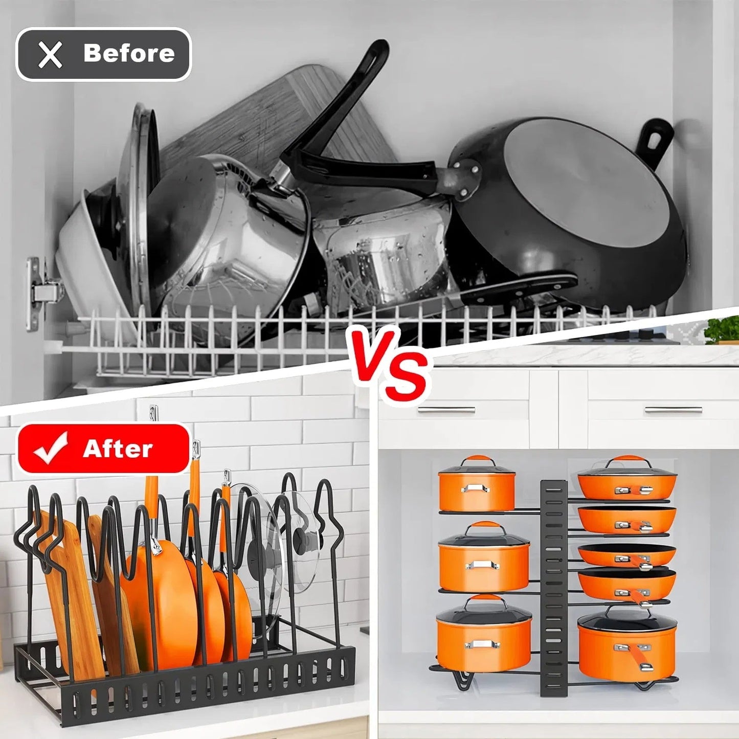 Pannenrek Organizer 8-laags - Keuken Opbergrek voor Pannen & Deksels