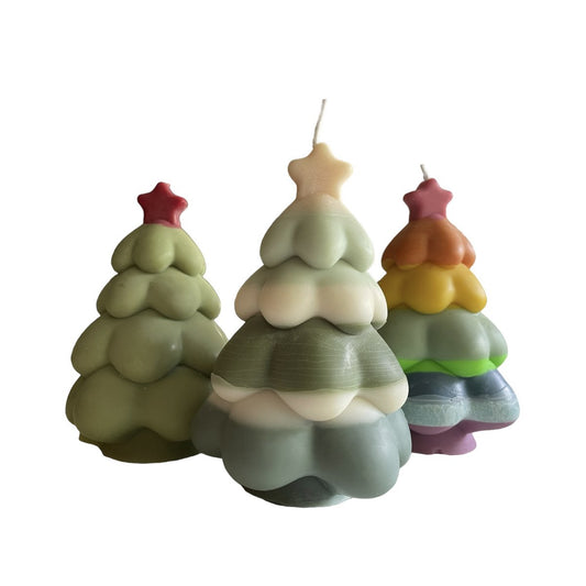 Gelaagde Kerstboom Geurkaars - Sfeervolle Kerstdecoratie