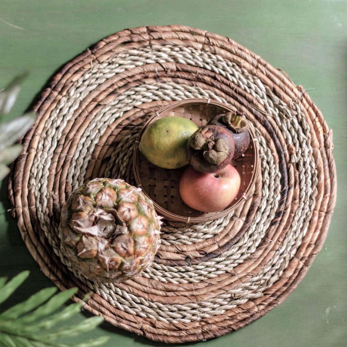 MATARAM Banaanvezel Placemats - Rond Zeegras 38cm Set