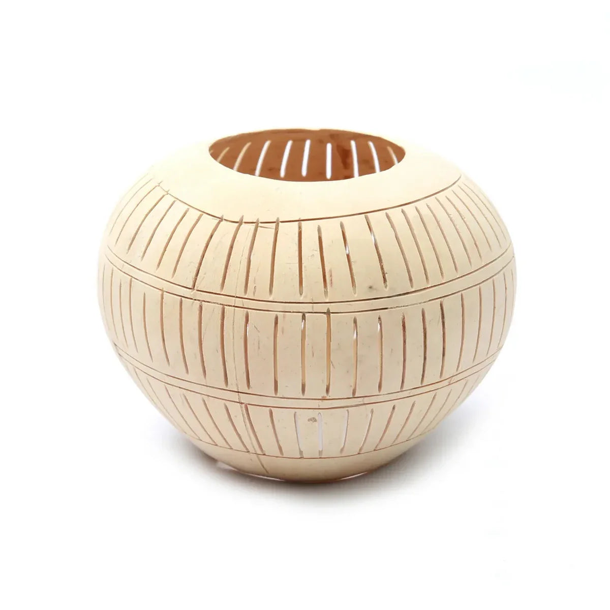 Coconut Stripe Kaarsenhouder - Tropische Upcycling Natuurlijk
