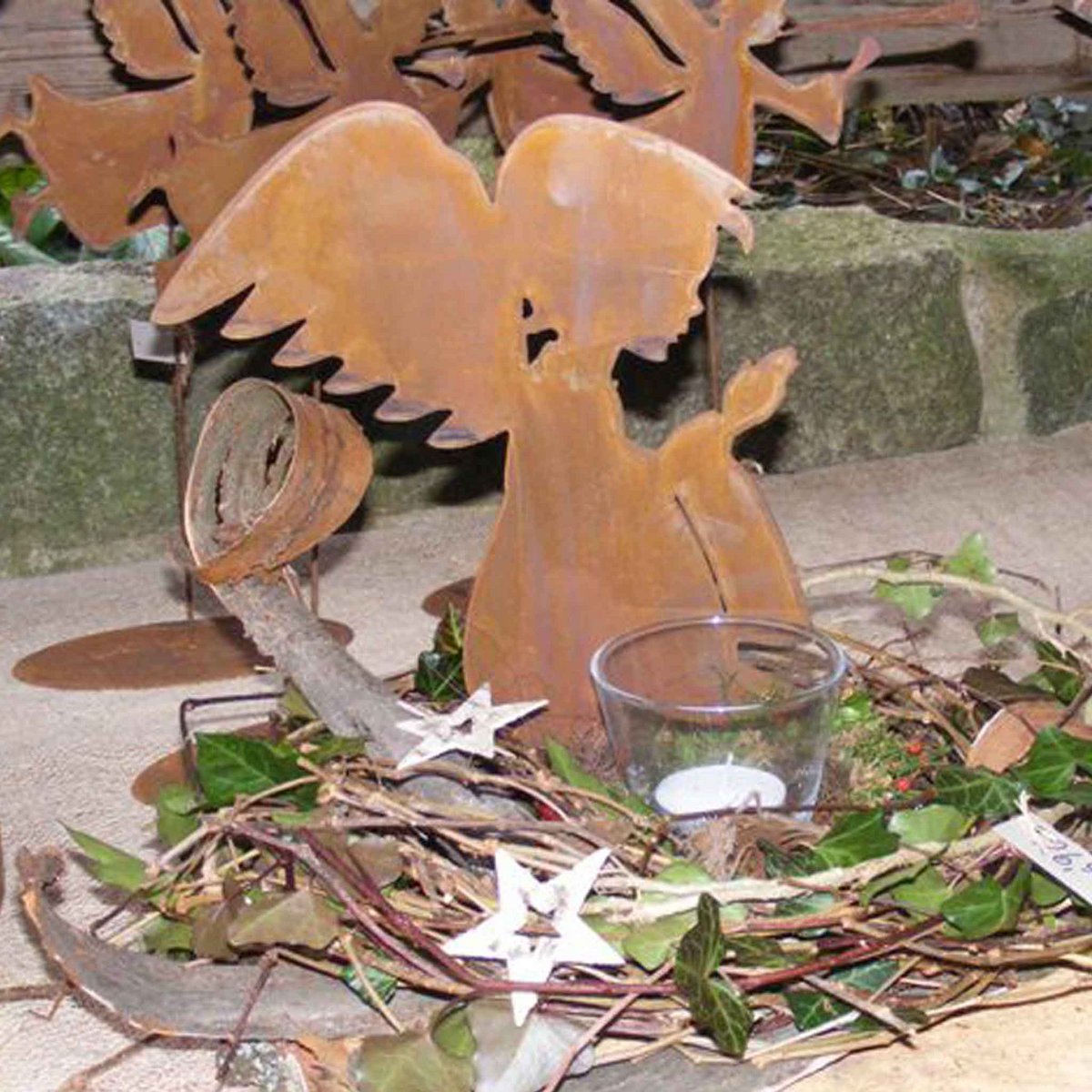 Metalen Biddende Engel Kerstdecoratie - Patina Afwerking