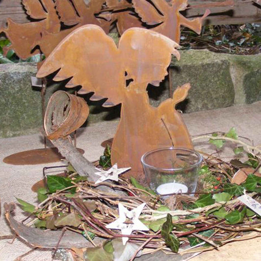 Metalen Biddende Engel Kerstdecoratie - Patina Afwerking