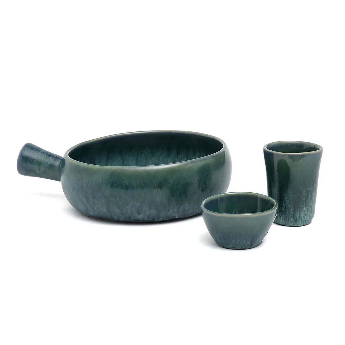 Luxe Aqua Braadpannen Set met Handvat | 4 Stuks Keramiek