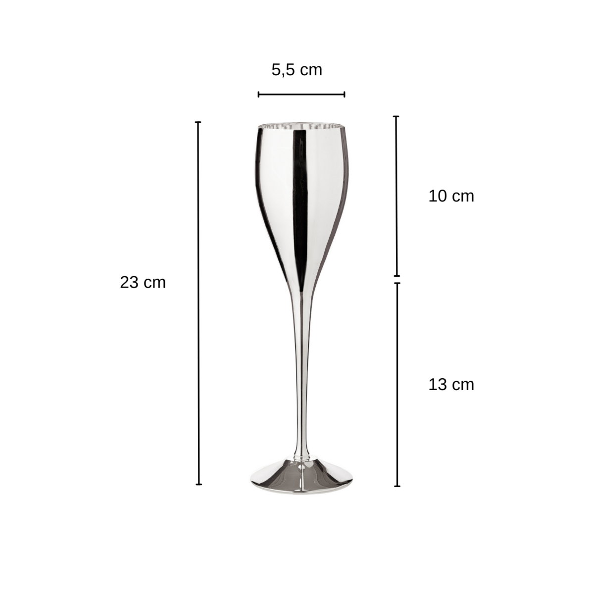 EDZARD Luxe Verzilverde Champagne Fluiten Dodo - Set van 2 | 23cm