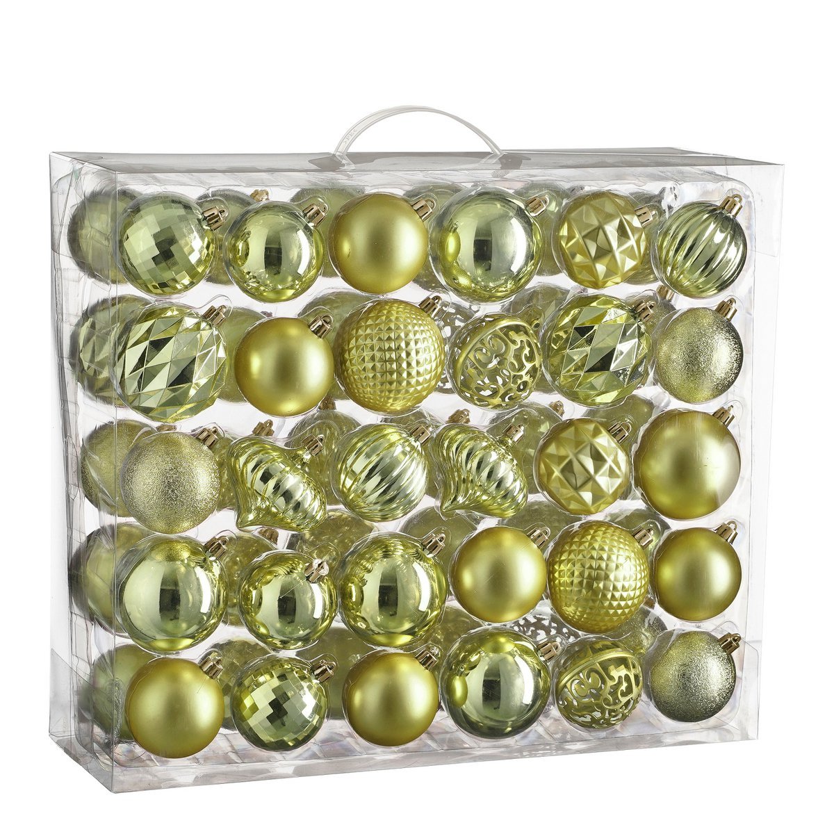 Luxe Kerstballenset Lichtgroen - 60 Onbreekbare Kerstballen