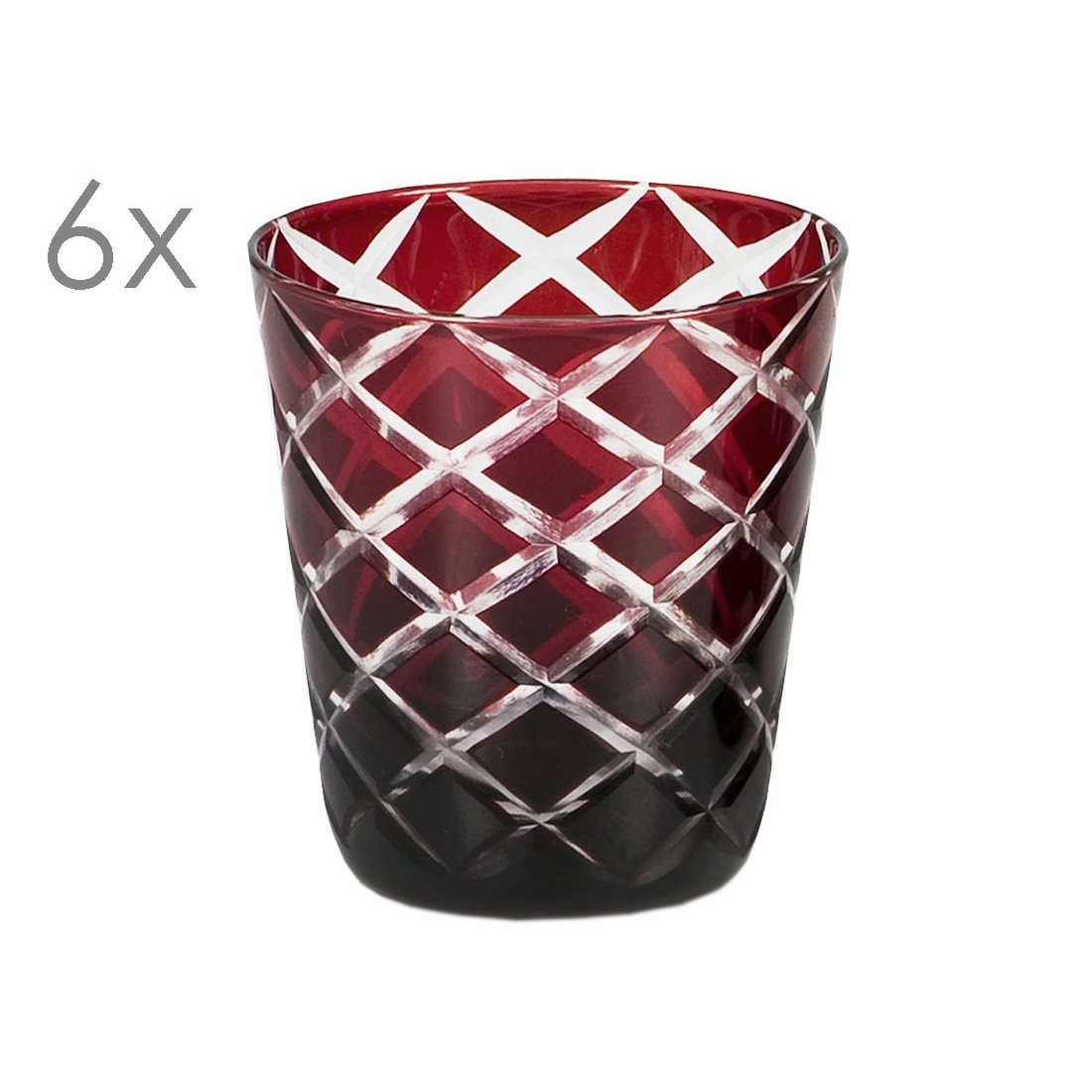 EDZARD Luxe Kristallen Glazen Dio Rood - Set van 6 | Handgeslepen