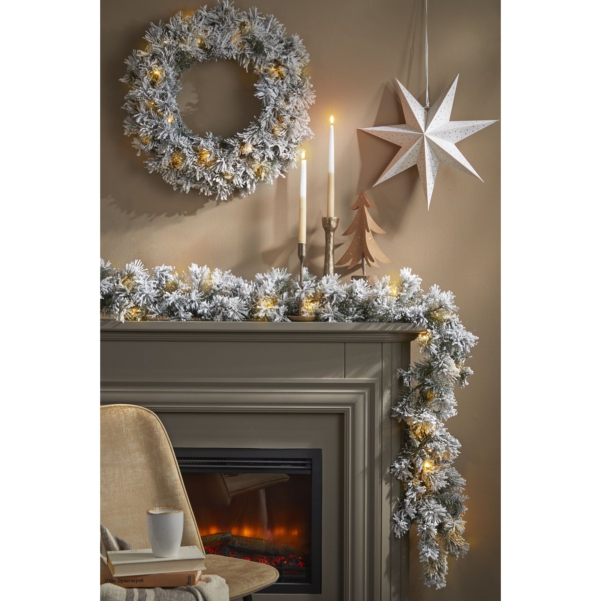 Dinsmore Kerstkrans - Frosted Green LED Verlichting Ø60cm