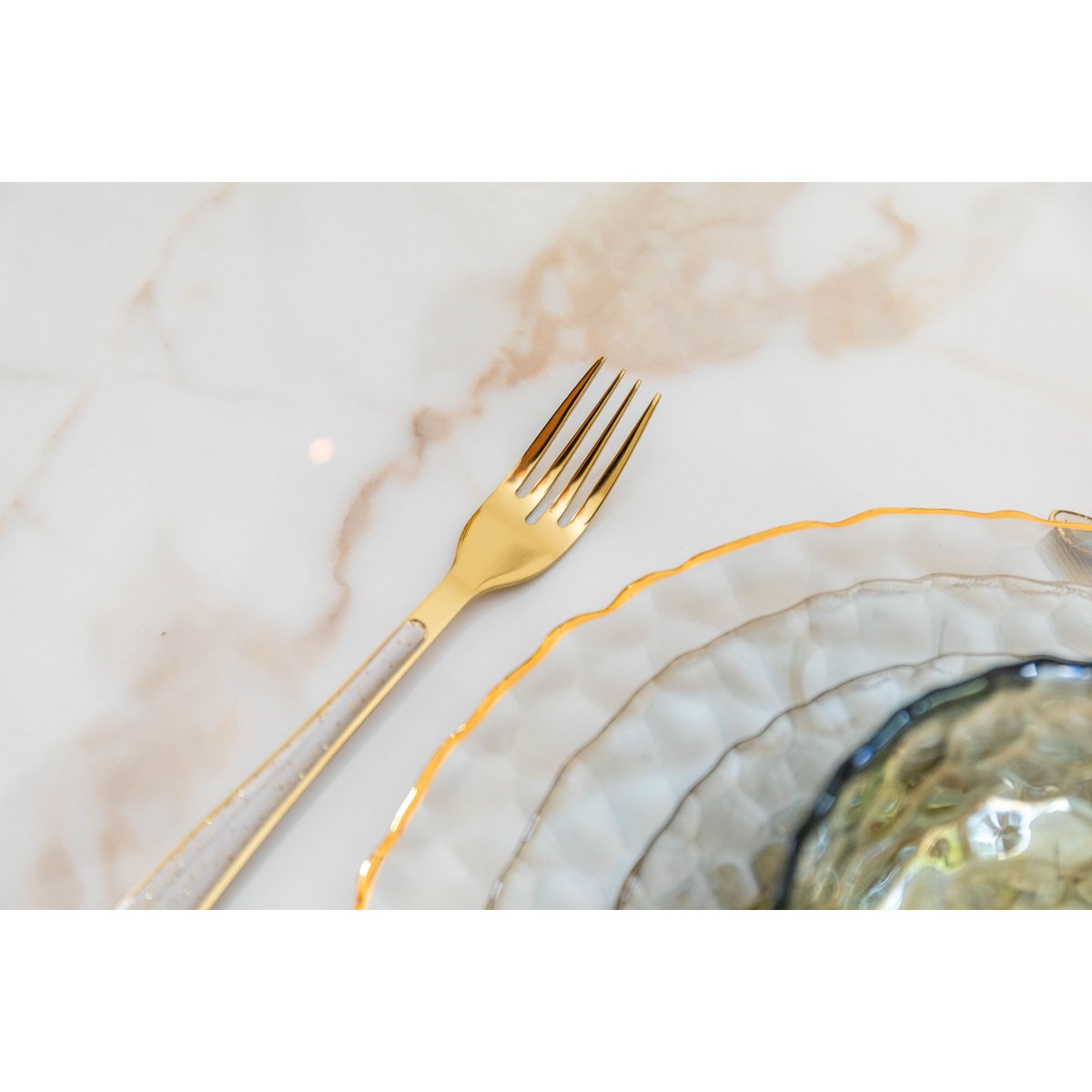 Gouden Glitter Bestekset 24-delig - Glamoureuze Tafelelegantie