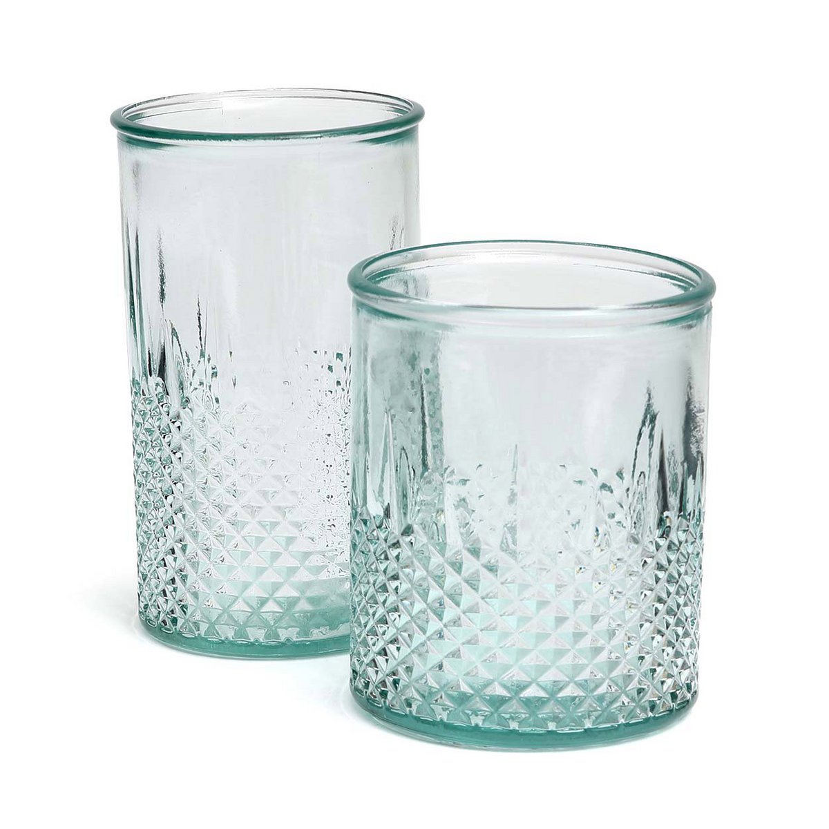 Diamant Zuanshí Glas Blauw Medium | Gefacetteerde Elegantie