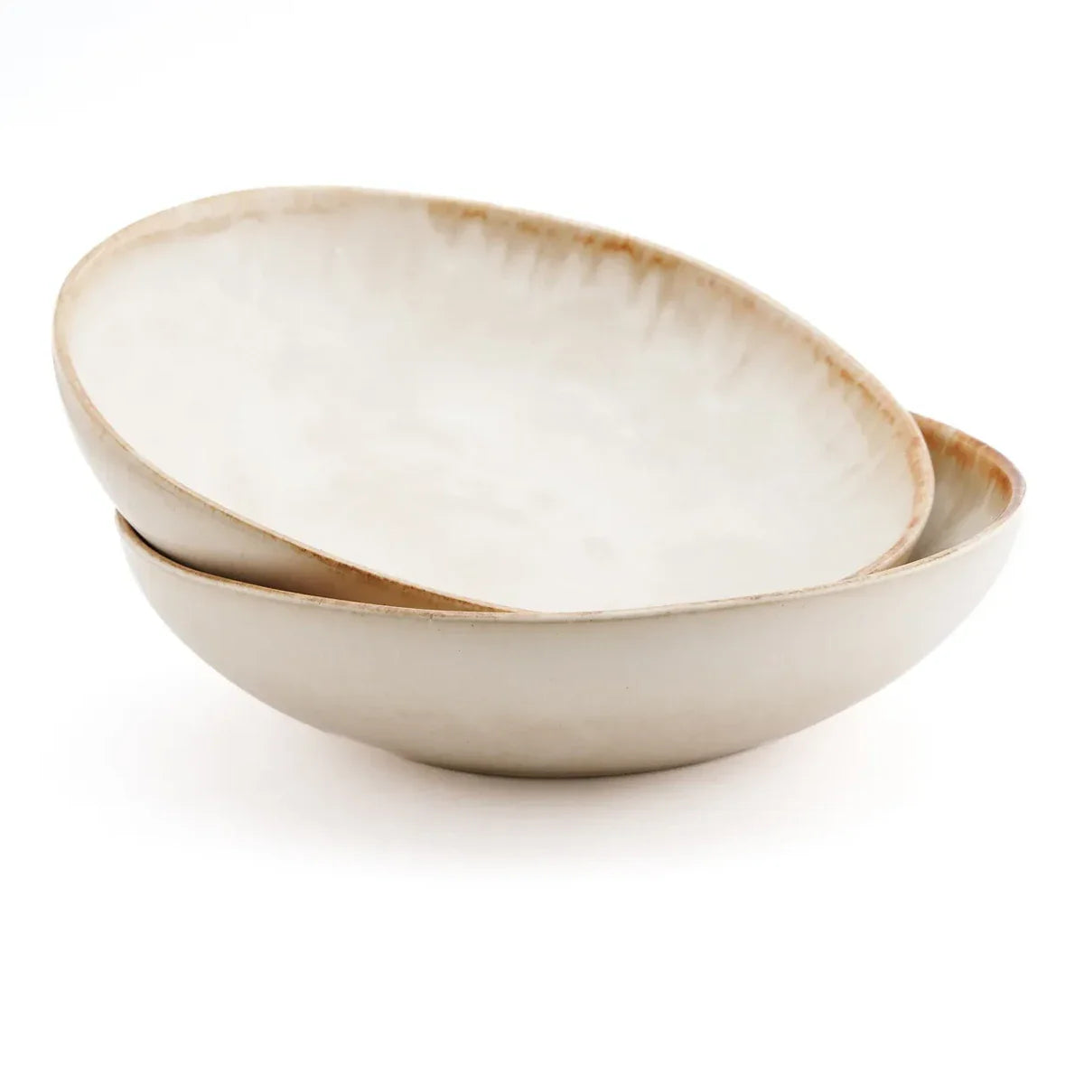 Stijlvolle Cascais Pastaborden | Set van 4 Stuks Wit-Goud Keramiek