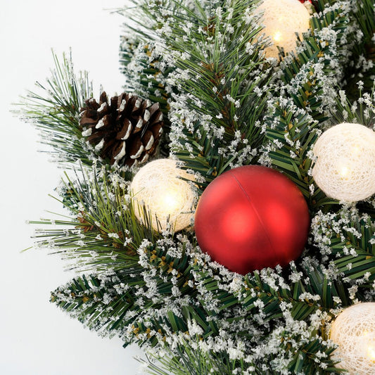 Kaprun Kerstkrans - LED Verlichting Ø45cm Frosted Rood Accent