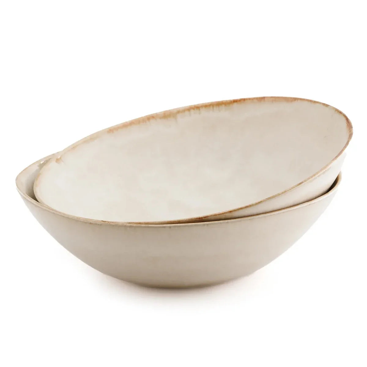 Elegante Cascais Serveerschaal Medium | Wit-Goud Portugees Keramiek