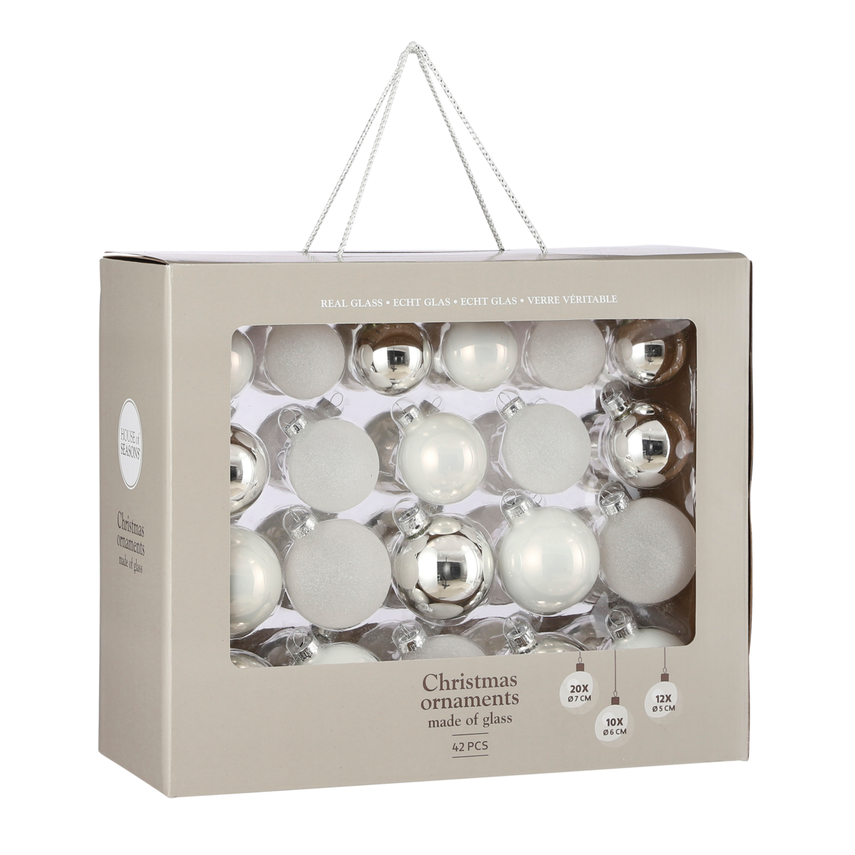 Kerstballen Set Wit - 42 Stuks Glas Ø7cm Elegant & Tijdloos