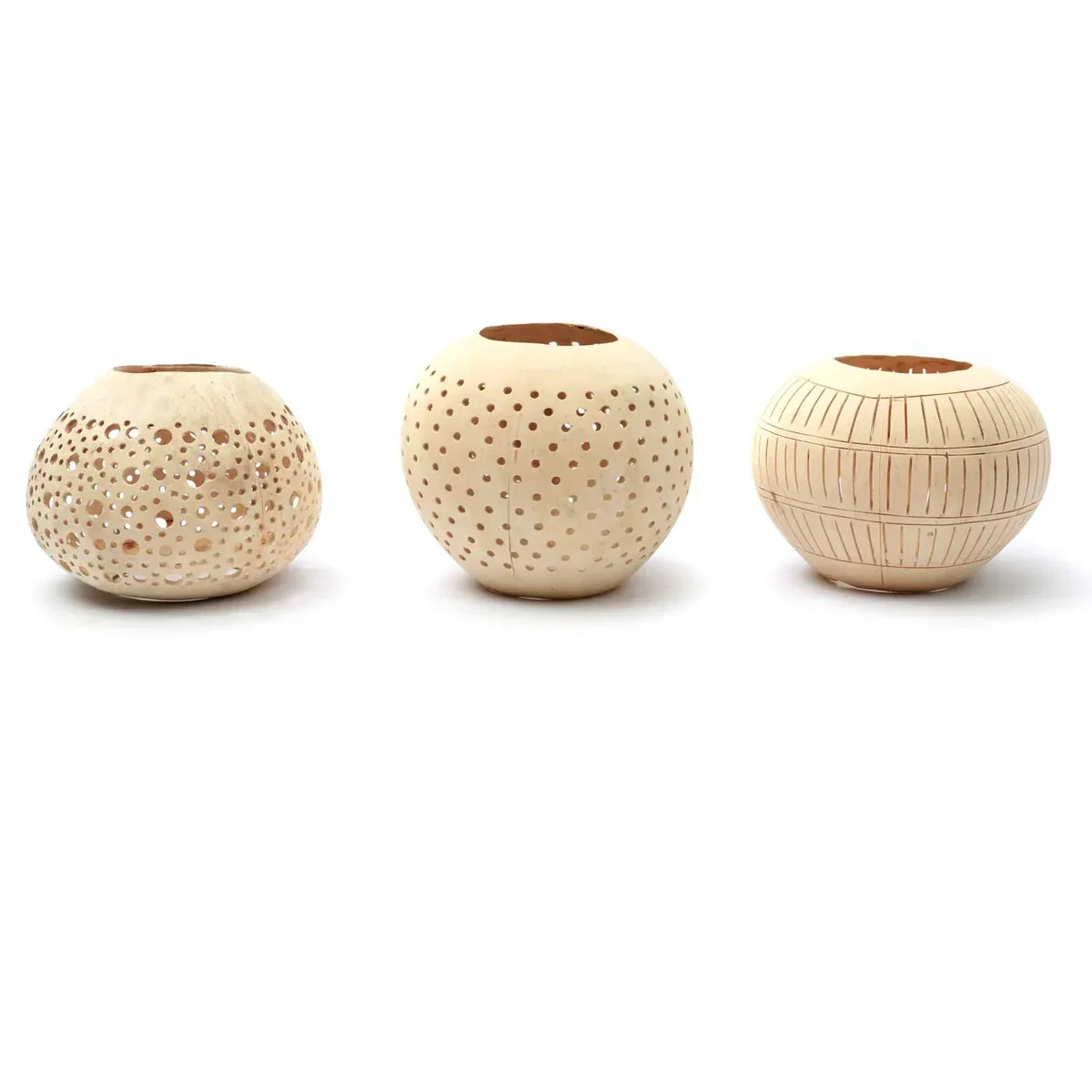 Coconut Stripe Kaarsenhouder - Tropische Upcycling Natuurlijk