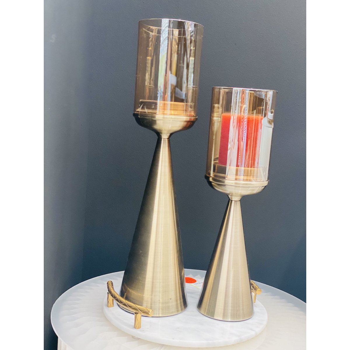Glazen Kandelaar Goud S - Luxe Kaarsenhouder 39cm