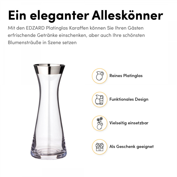 EDZARD Luxe Karaf Hendrik | Mondgeblazen Kristal met Platina Rand