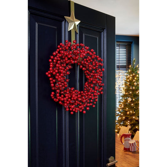 Rode Besjeskrans Kerstdecoratie - Ø50 cm