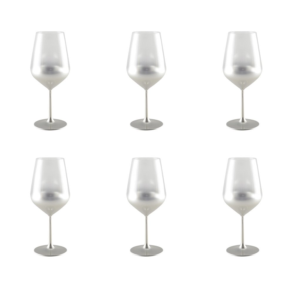 Luxe Glow Zilveren Wijnglazen Set - 6 Stuks | Elegante Rand