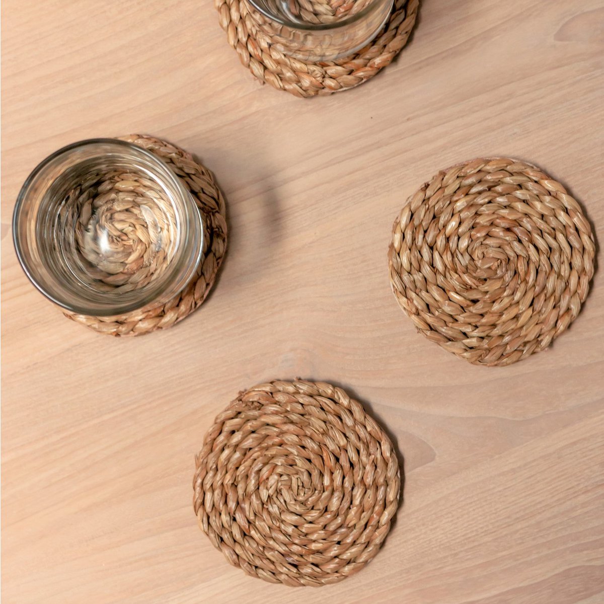 SUKU Zeegras Onderzetters - Handgeweven Rond Set 4/8