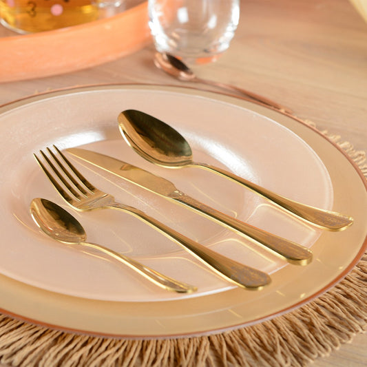 Gouden Arabesk Bestekset 24-delig - Oosterse Luxe met Briljante Afwerking