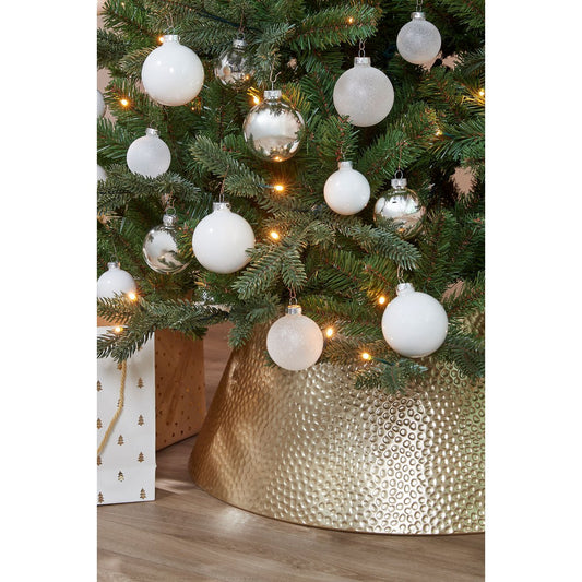 Luxe Metalen Kerstboomrok Goud - Gehamerd Motief - 58 cm