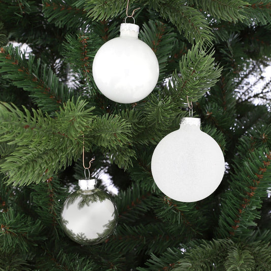 Kerstballen Set Wit - 26 Stuks Glas Ø7cm Elegant & Tijdloos