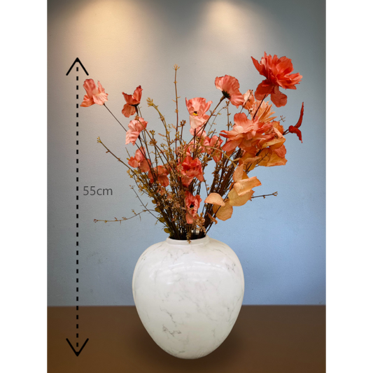 Vintage Zijden Bloemstuk - Amerikaans Porseleinen Gemberpot