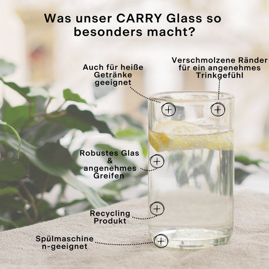 Compacte CARRY GLASS Drinkglazen 300ml - Set van 2 | Upcycling