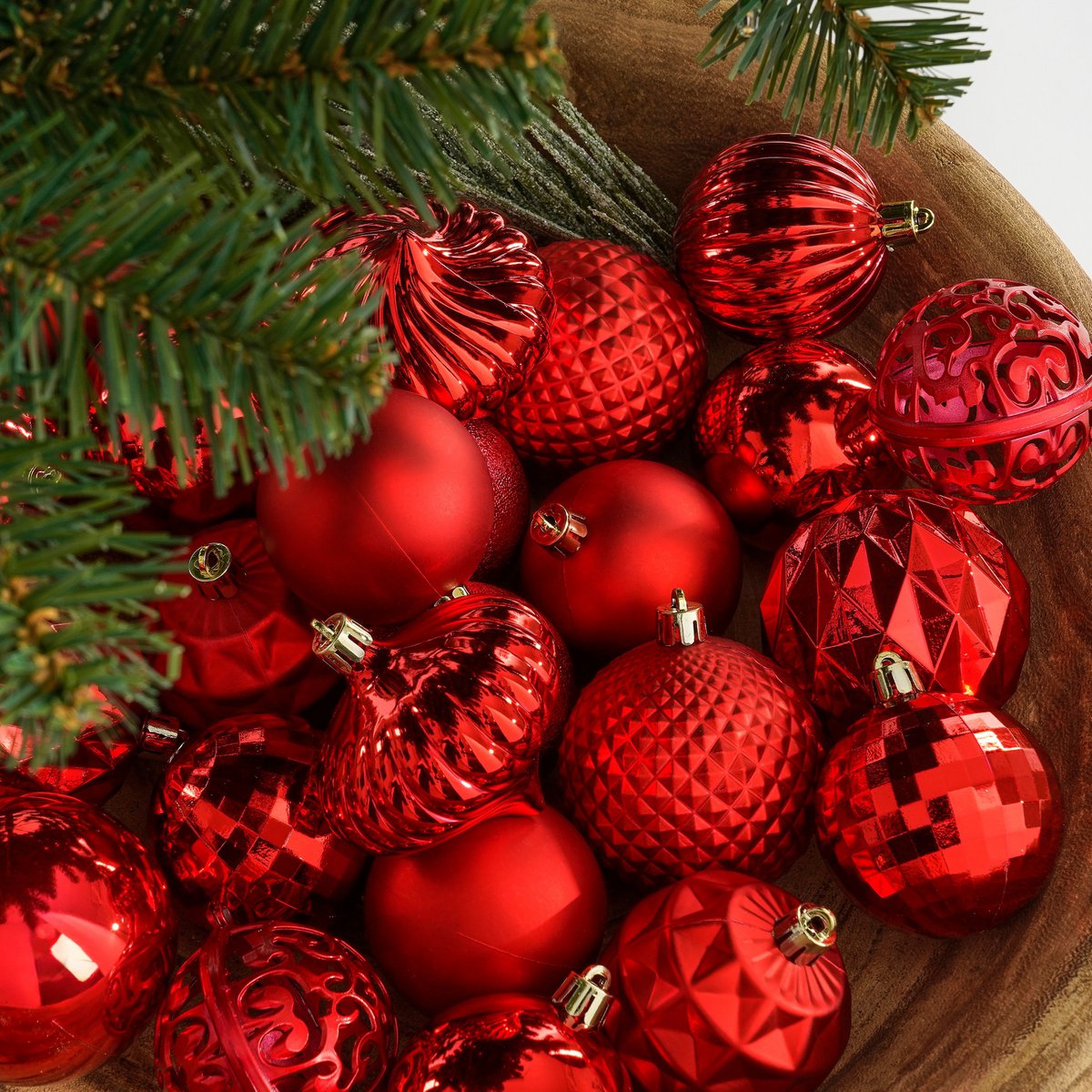 Luxe Kerstballenset Rood - 60 Onbreekbare Kerstballen