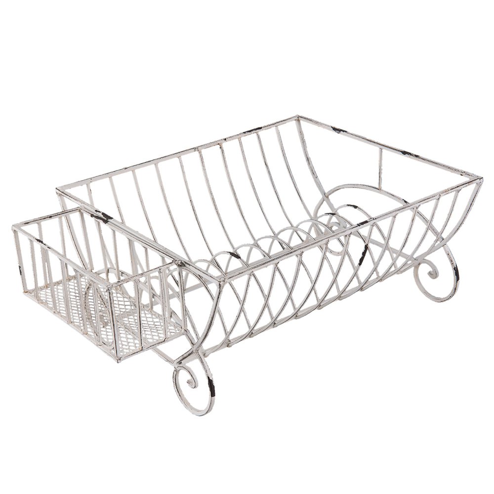 Groot Afdruiprek Wit - Ruim Metalen Droogrek 42x29x17cm