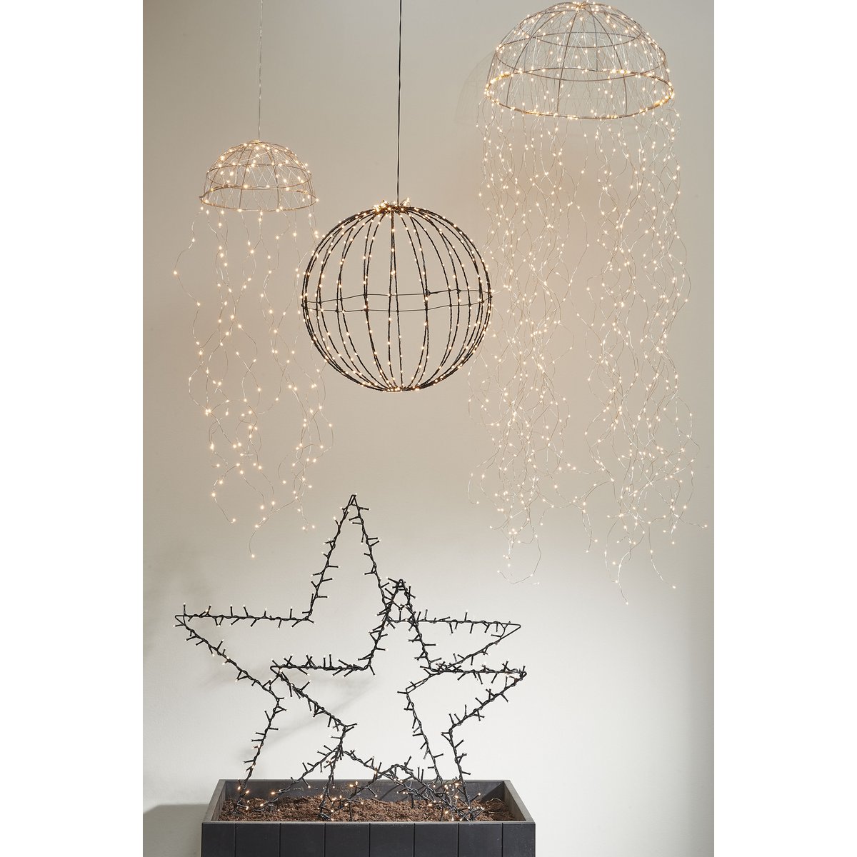 Kerstverlichting Bal Zwart - Ø60cm Warm Witte LED XL Outdoor