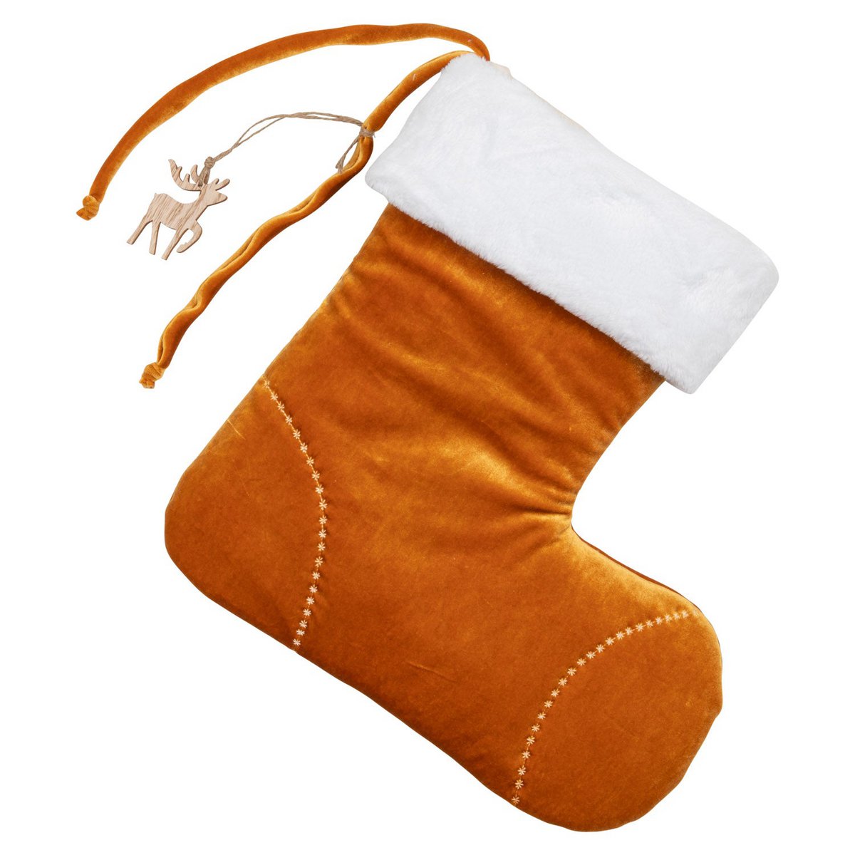 Kerst Familiekous Gold Candy - Velours met Bont - 38 cm