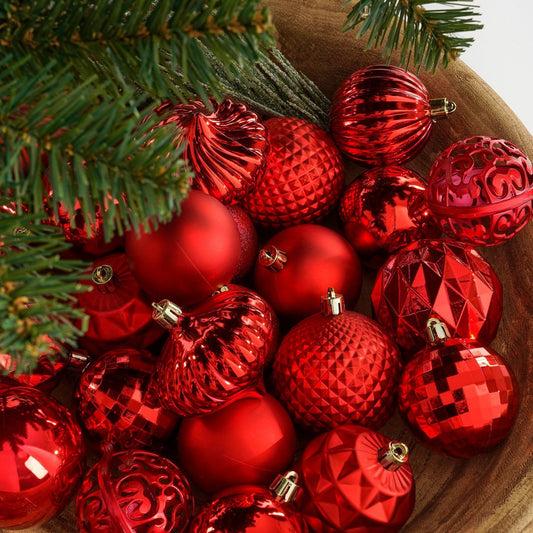 Kerstballen Set Rood - 60 Stuks Onbreekbaar Ø7cm