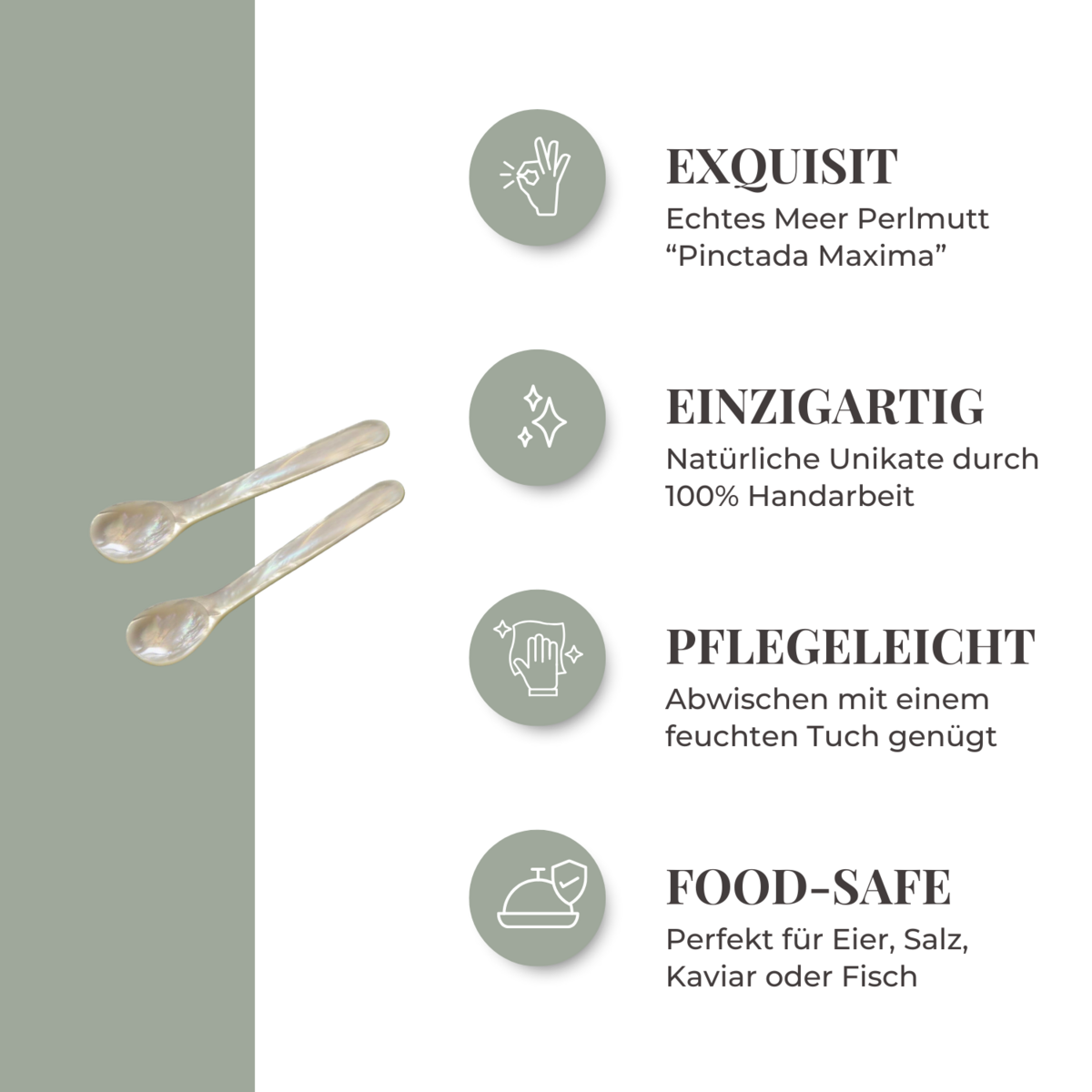 Parelmoer Luxe Lepelset - Kaviaar & Delicatesse Lepels 4-delig