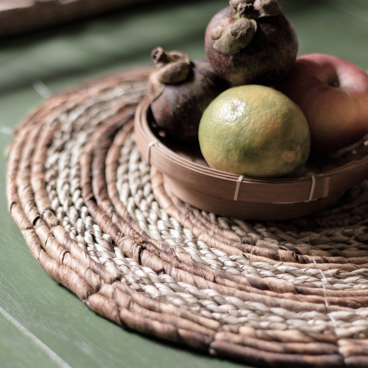 MATARAM Banaanvezel Placemats - Rond Zeegras 38cm Set