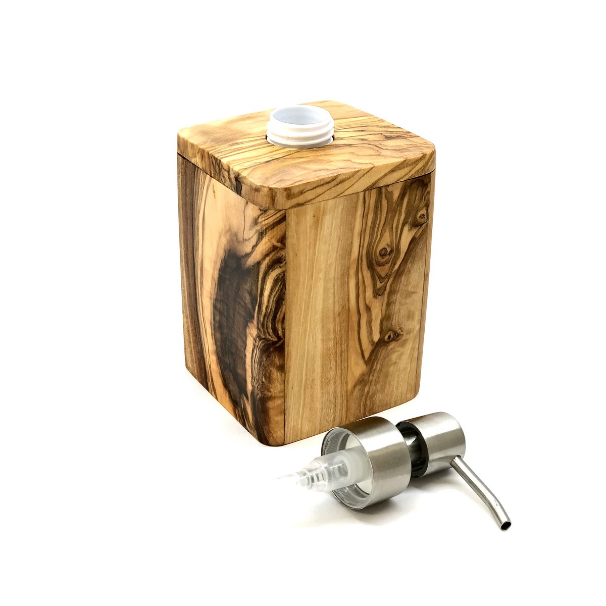 ENJOY Luxe Zeepdispenser - Olijfhout met RVS Pomp