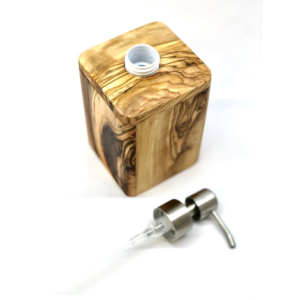 ENJOY Luxe Zeepdispenser - Olijfhout met RVS Pomp