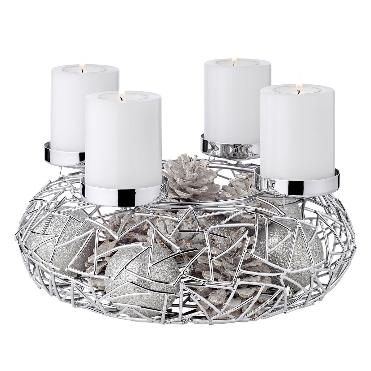 EDZARD Adventskrans Milano - Roestvrij Staal Vernikkeld Ø28 cm