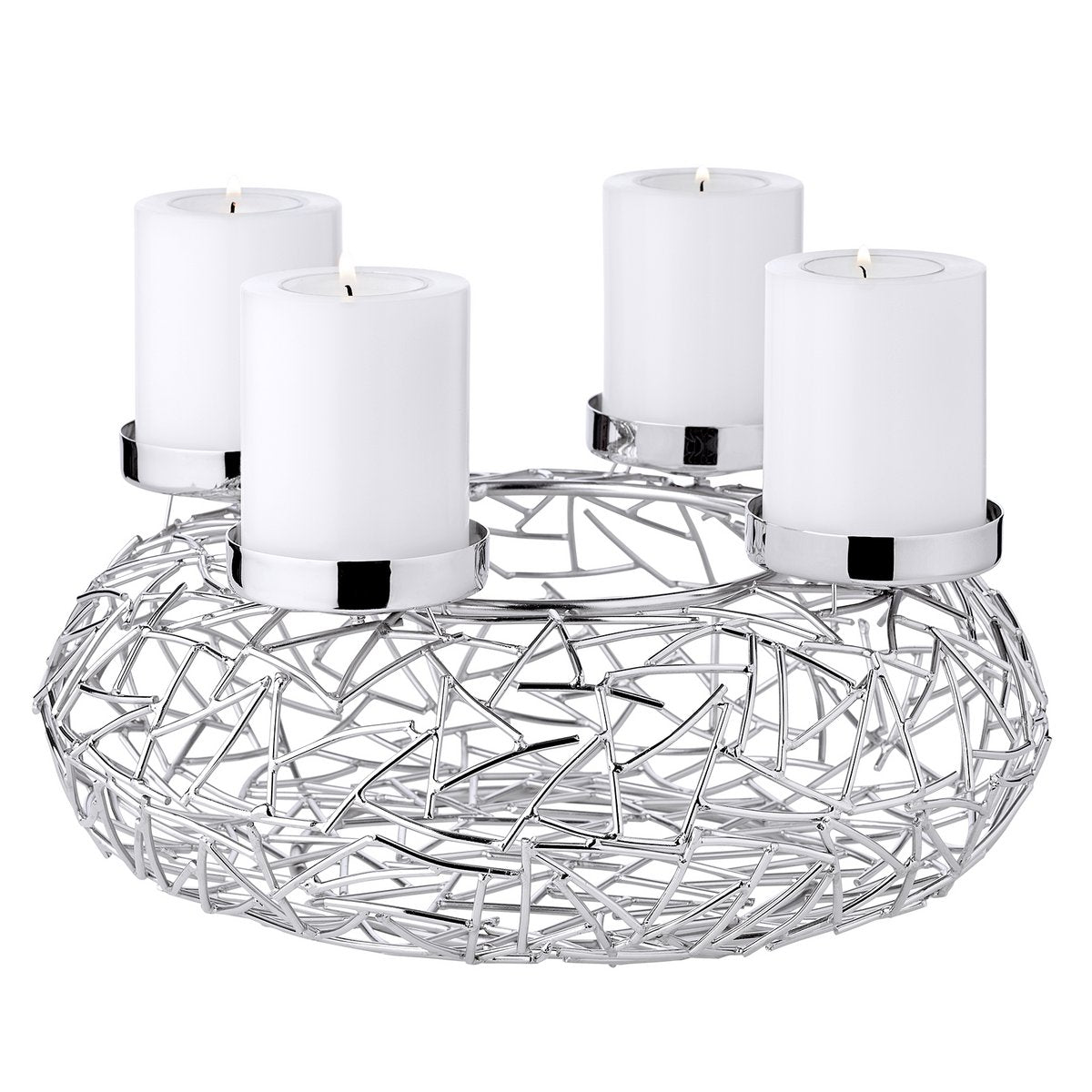 EDZARD Adventskrans Milano - Roestvrij Staal Vernikkeld Ø28 cm