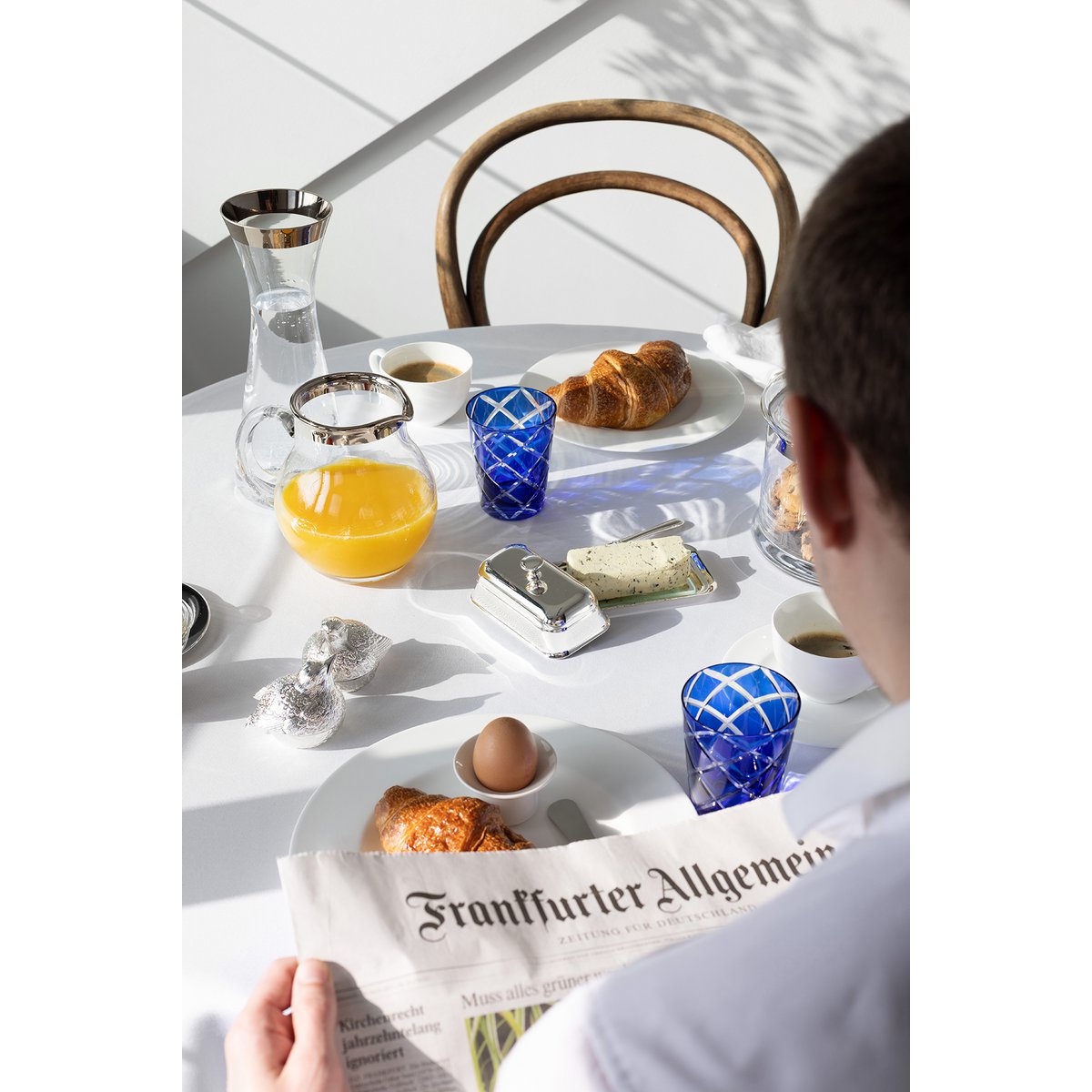 EDZARD Luxe Karaf Hendrik | Mondgeblazen Kristal met Platina Rand