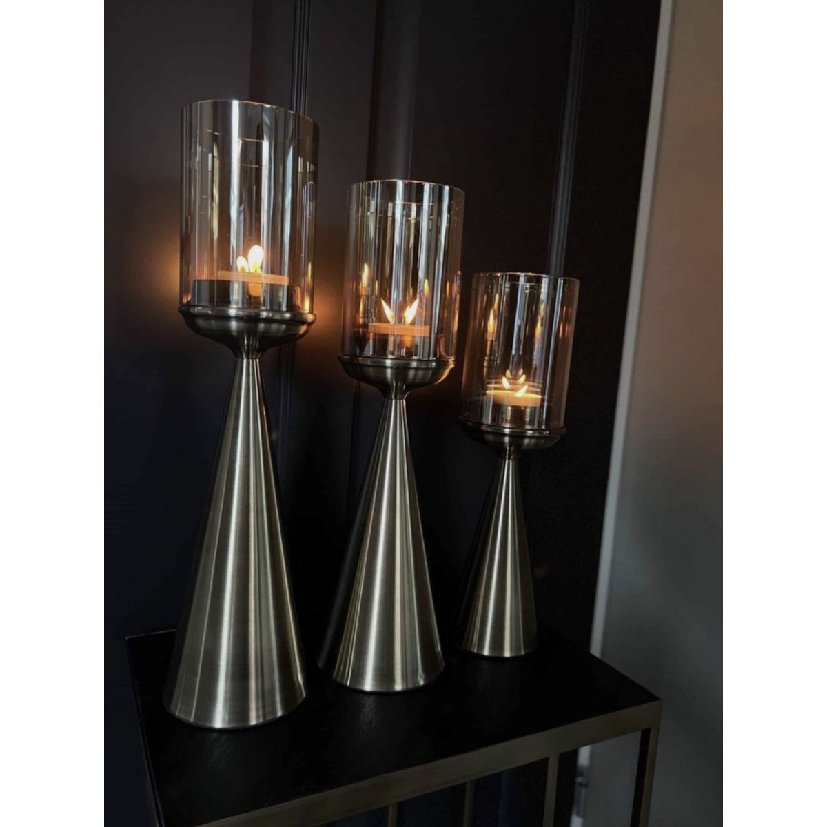Glazen Kandelaar Goud S - Luxe Kaarsenhouder 39cm