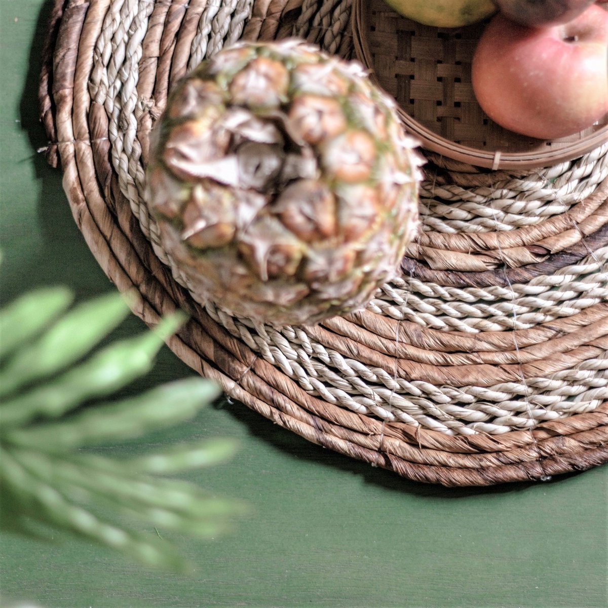 MATARAM Banaanvezel Placemats - Rond Zeegras 38cm Set