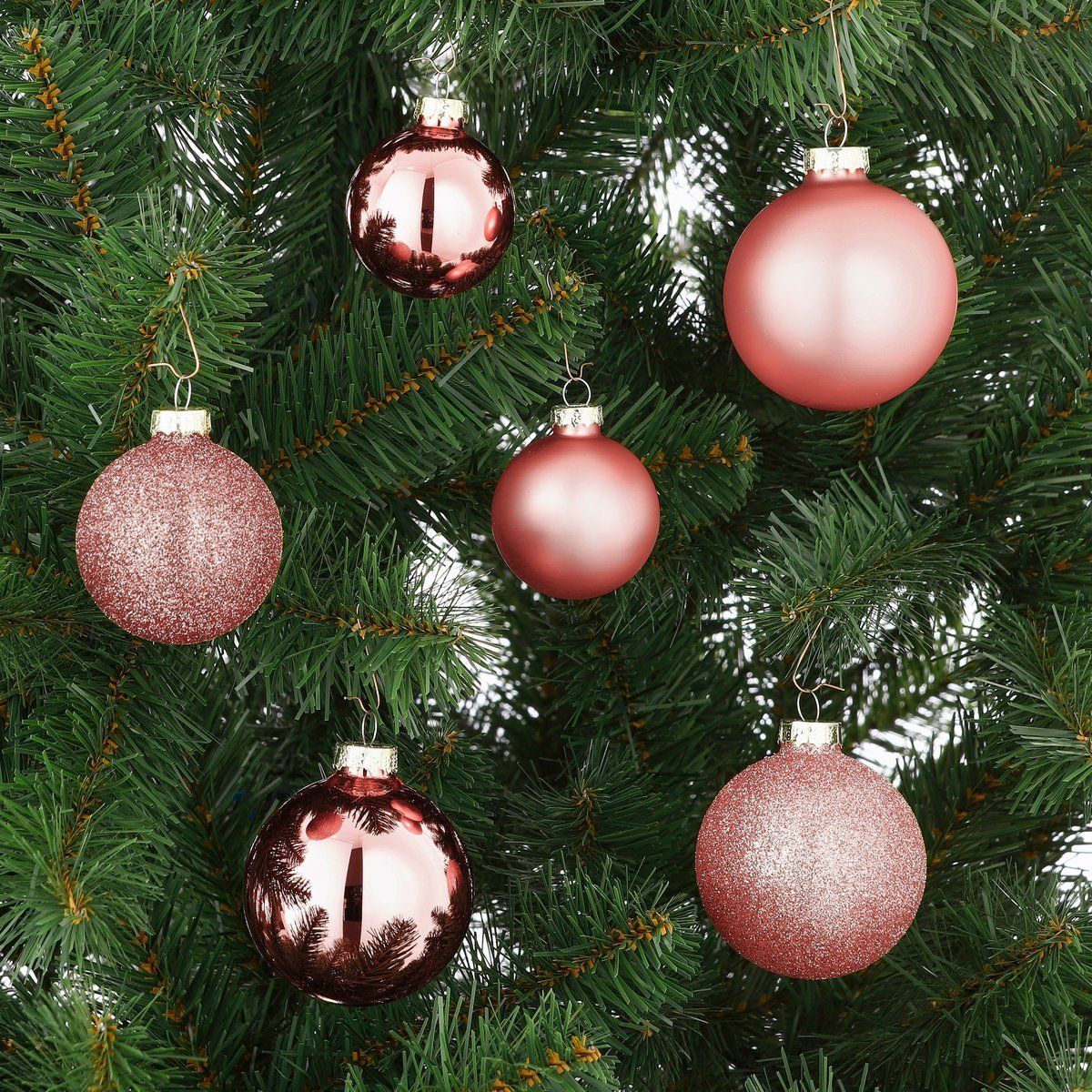 Kerstballen Set Roze - 26 Stuks Glas Ø7cm Romantisch & Modern