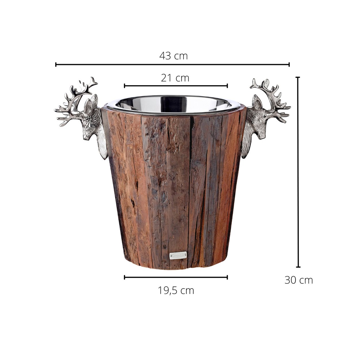 Exclusieve Champagnekoeler Milwaukee - Teak Hout met RVS